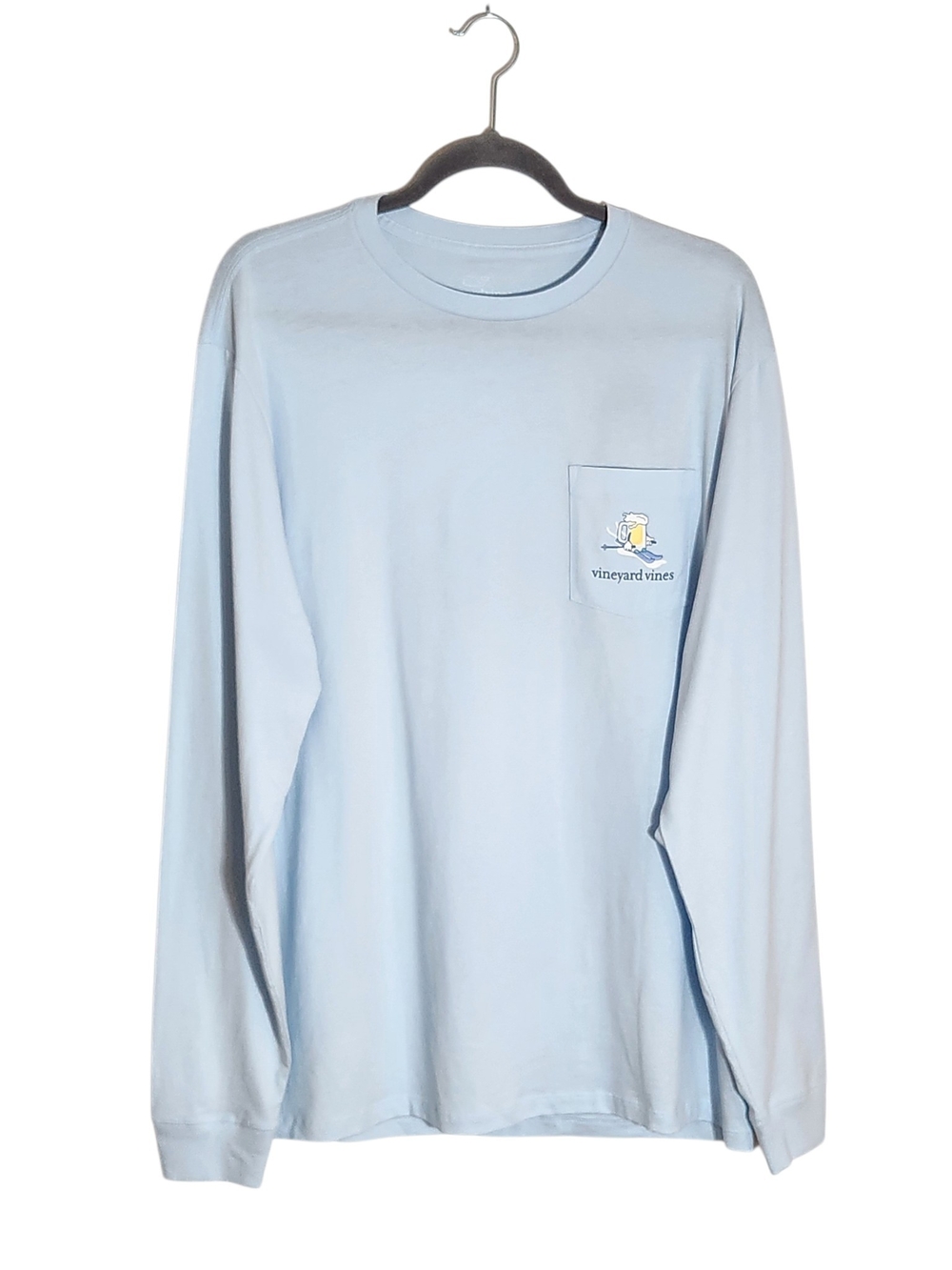 Vineyard Vines Light Blue Brew-Ski Graphic Long Sleeve T-Shirt NWT Size Large
